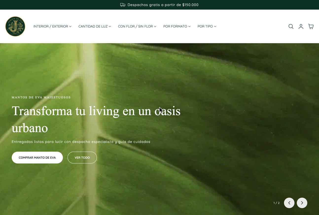 Sitio web Jardín de Eva, diseñado por La Ola Studio