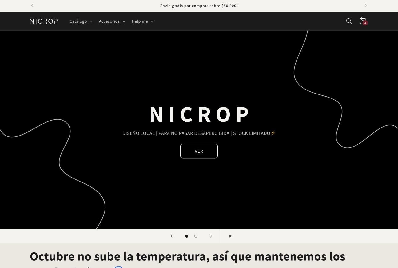 Sitio web Nicrop, diseñado por La Ola Studio